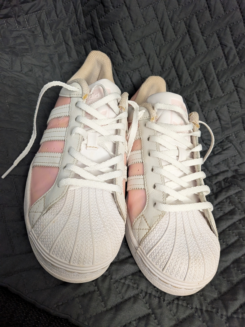 Adidas Women's White & Pink Classic Shell-Toe Sneakers